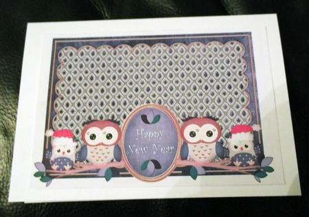Dark Blue Christmas Owls Happy New Year Large Dl Card Kit by Ann McKenzie