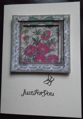 Lace Dogroses Spiral Edge Stacker Card Front by Ann McKenzie