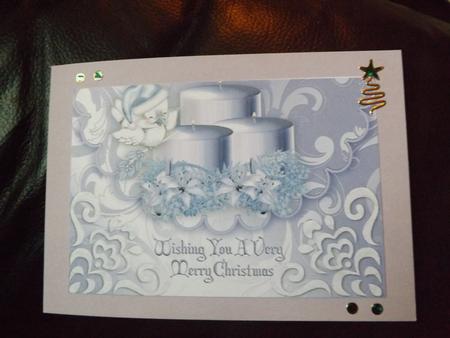 Lilac Candle with Little Bird on Scalloped Envelope A4 by Ann McKenzie