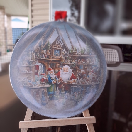 Santas workshop Bauble  by Lorrae Nicklen