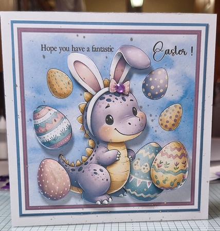 15x15cm Easter Bunny Card Front (6x6) or Topper 1 with Decoupage  by Lorrae Nicklen