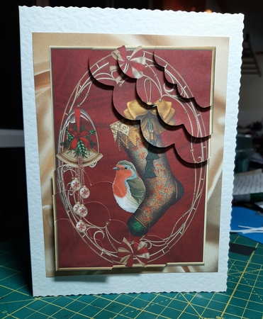 Christmas Robin Stocking Wavey Duo Corner Stacker by Lorrae Nicklen