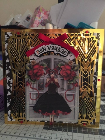 Beauty in Black and Red Vintage Style Over Edge Card by Anne Bolton