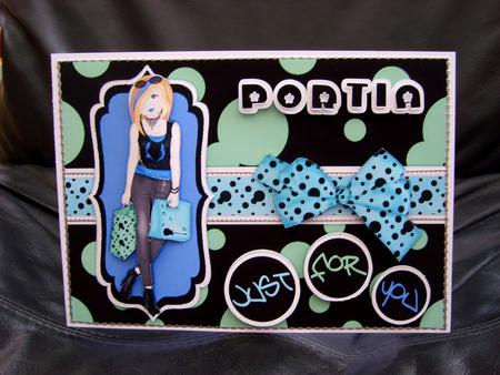 Shopping-mad Punk Teen Decoupage - Aqua, Sky & Dark Blue by Anna Jones