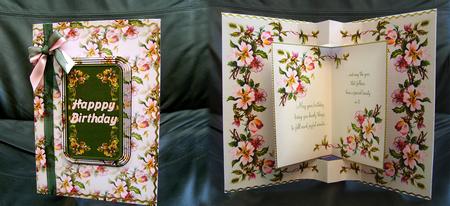 Pink Posy Vine Popout Page Card by Anna Jones