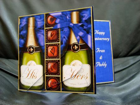 His N Hers Champers N Chocs Fan Pyramage Topper by Anna Jones