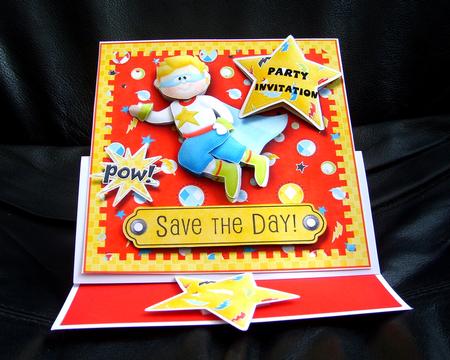 Save the Day Party Invitation Card Front Featured Gallery Photo
