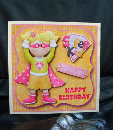 Happy Birthday Superstar Card Front with Decoupage by Anna Jones