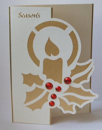Christmas Candle With Holly Over The Edge Card by Anna Stretton