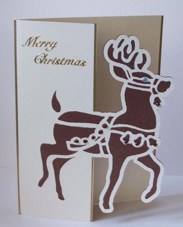 Reindeer Over The Edge Card by Anna Stretton