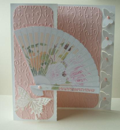 Rose Fan Card With Butterflies by Anna Stretton