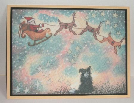 A4 Santa Across the Sky on Christmas Eve by Anna Stretton