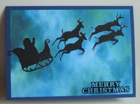 Santa in His Sleigh with Reindeers Silhouette by Anna Stretton