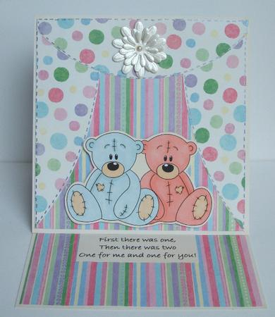 Stitched Twins -teddy Digital Stamp / Glass Painting by Anna Stretton