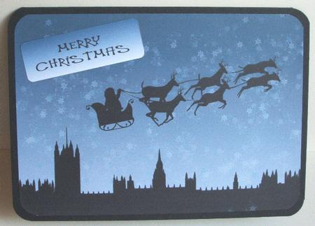 Santa's Sleigh and Reindeer Flying Over London by Anna Stretton