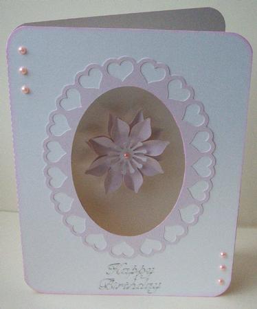 Oval 3 Card With Layered Flower And Butterfly by Anna Stretton