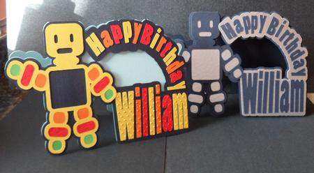 Robot Says Happy Birthday William Card by Anna Stretton