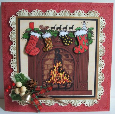 Christmas Fireplace Digital Stamps by Anna Stretton