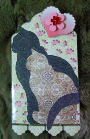 Two Patterned Cats Tag Shaped Card by Anna Babajanyan