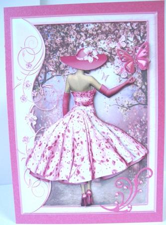 1950's Lady in Pink Catching Butterflies A4 Mini Kit by Annatjie van Wyk