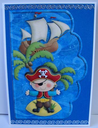 Boy Pirate Scalloped Edge Curve Card by Annatjie van Wyk