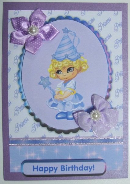 Cute Princess Card Front with Decoupage by Annatjie van Wyk