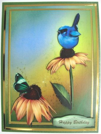 Lovely Bluebird and Butterfly by Annatjie van Wyk