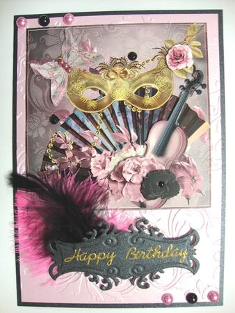 Violin Music Mask Card Topper & Decoupage by Annatjie van Wyk