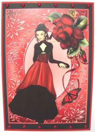Lovely Vintage Lady in Red & Black Ball Gown by Annatjie van Wyk