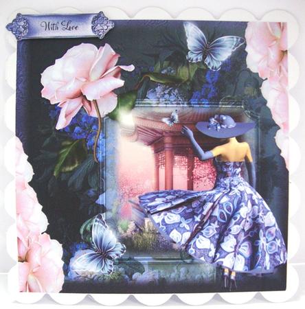 The Evening Summers Rose Card Front Decoupage by Annatjie van Wyk