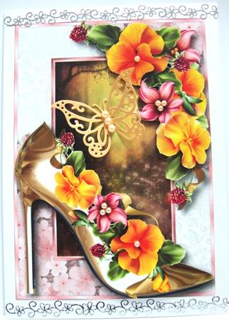 Gold Stiletto & Pretty Peach Pansies by Annatjie van Wyk