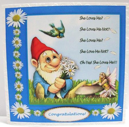 Gnome & Fairy Engagement or Anniversary Card Topper by Annatjie van Wyk