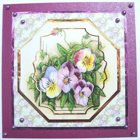 Spring Pansy Card with Shaped Pyramid by Annatjie van Wyk