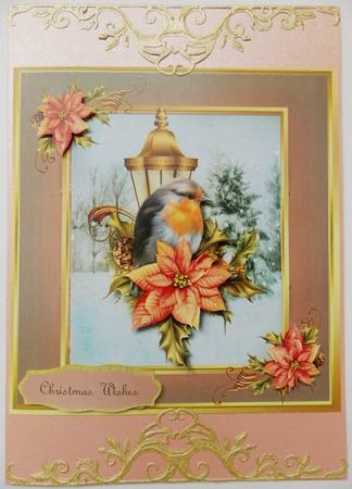 Lovely 8x8 Christmas Robin Sitting on Holly by Annatjie van Wyk