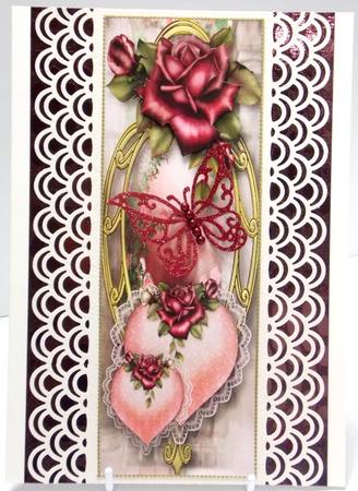 Large Dl Hearts & Flowers - Purple Roses by Annatjie van Wyk