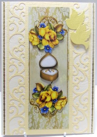 Diamond Ring with Gold Roses Tall Dl by Annatjie van Wyk