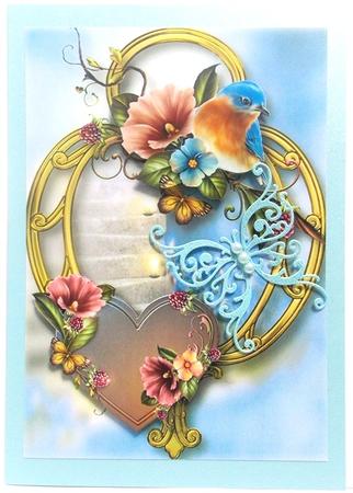 Hearts and Flowers - Beautiful Bluebird by Annatjie van Wyk