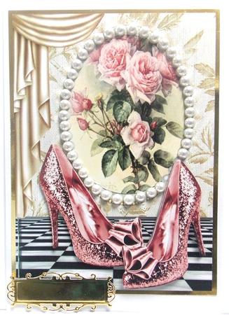 Roses in Pearl Frame , Pyramids & Sparkle Shes A4 by Annatjie van Wyk