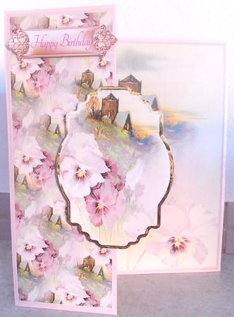 Pink Pansy Fold Back Card by Annatjie van Wyk