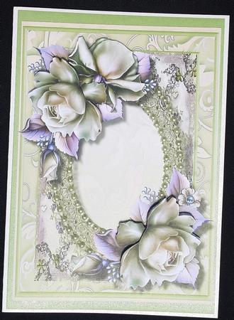 Lovely Beige Flowers and Pearl Frame  by Annatjie van Wyk
