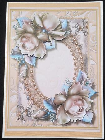 Peach Flowers and Pearl Frame  by Annatjie van Wyk
