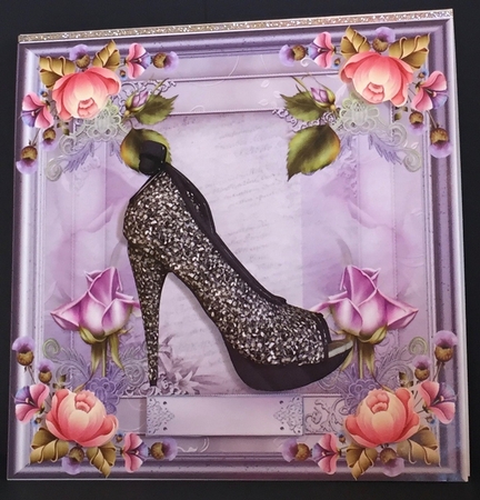 Birthday Pretty Shoe 8 x 8ins Topper by Anne Sutherland