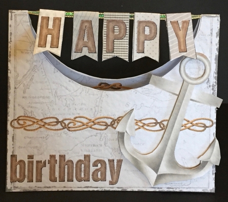 Boat Anchor Birthday Bunting Card by Anne Sutherland