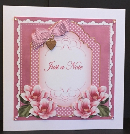 Cerise Magnolia Just a Note Fancy 7in Decoupage Topper by Anne Sutherland