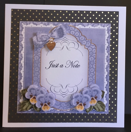 Blue Pansy Just a Note Fancy 7in Decoupage Topper by Anne Sutherland