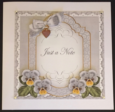 Silver Pansy Just a Note Fancy 7in Decoupage Topper Featured Gallery Photo