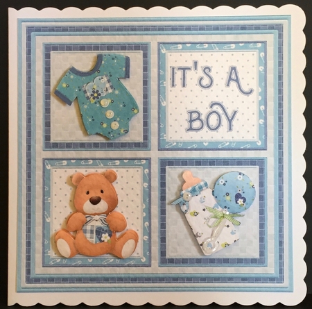 NEW BABY BOY SQUARES 7.5 Decoupage & Insert Mini Kit by Anne Sutherland