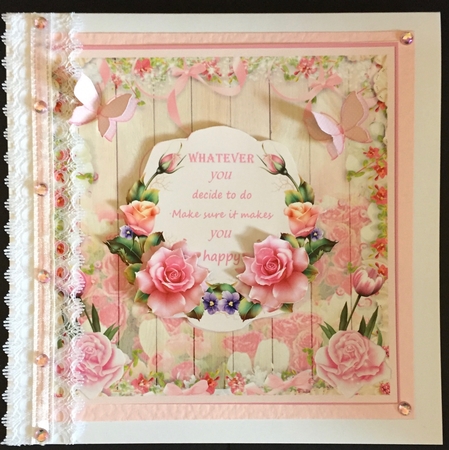 Pink Flowers Decoupage Topper by Anne Sutherland