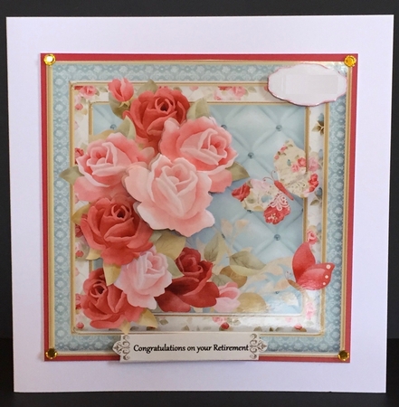 Roses and Butterflies Decoupage Card Front by Anne Sutherland