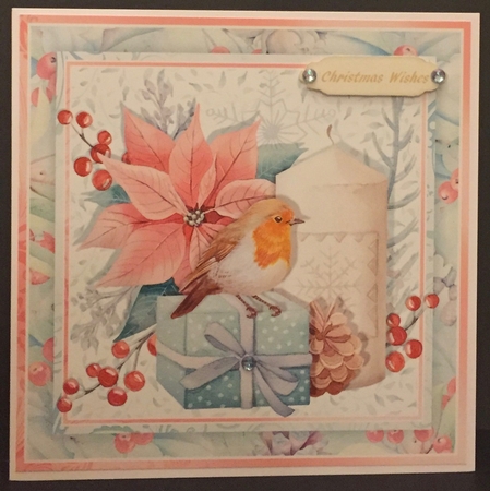 PASTEL POINSETTIA & ROBIN 7.5 Decoupage & Insert Bumper Kit by Anne Sutherland